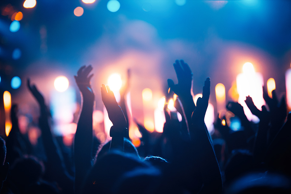 Crowd with hands in the air